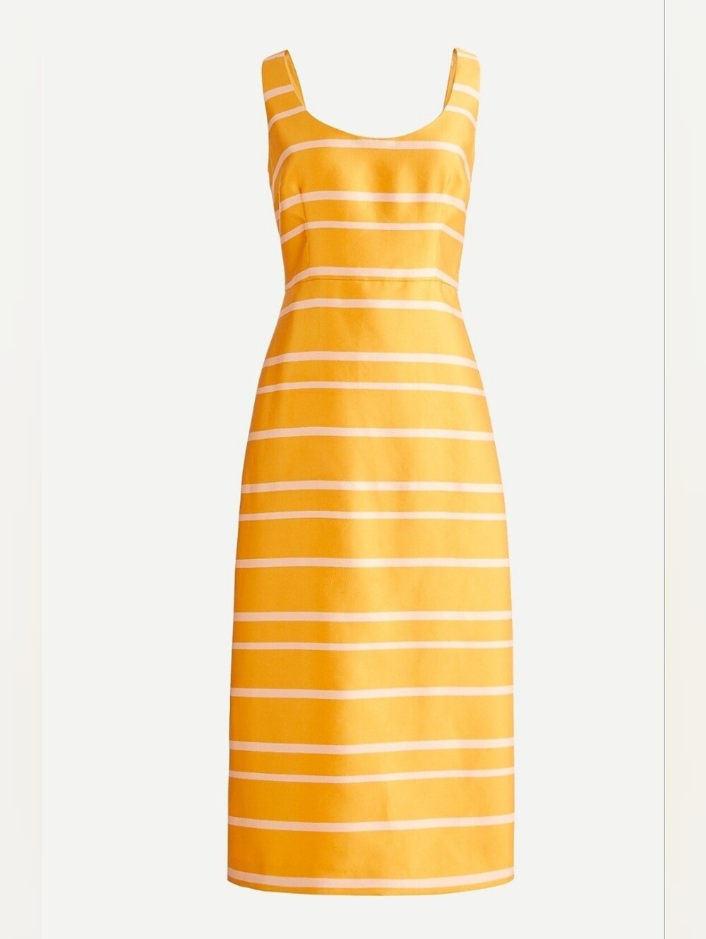 J. Crew Scoop-Neck Midi Dress Sheath Dress in Jacquard Stripe in Marigold Peach